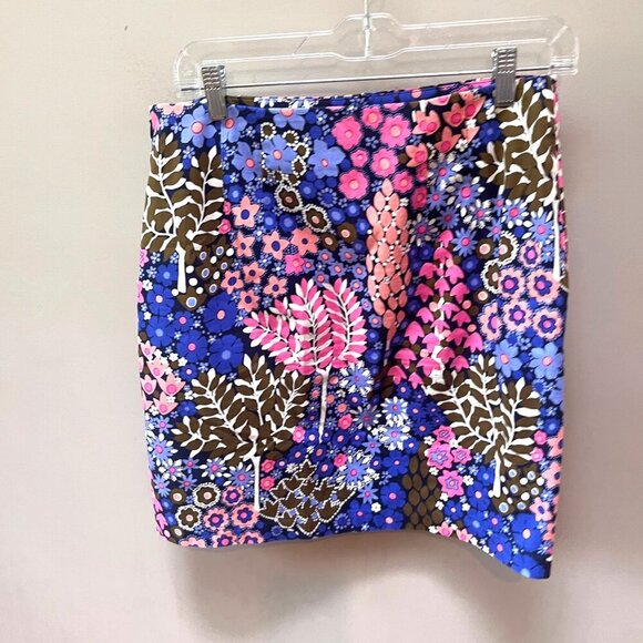 Talbots Floral Print Skirt Women's Size‎ 4 Cotton Spandex Blend Polyester Lining - Picture 3 of 5